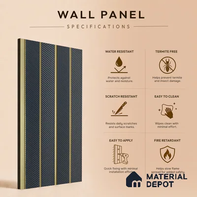 Grey Plain Colour Louver PN 05275 8 ft x 4.7 inch Charcoal Panel - 12 mm | Suitable for Feature Wall, TV Unit & Living Room | Width is Subjected to 5% Variation