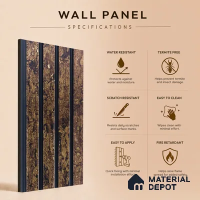 Brown Wooden Louver PN 05276 8 ft x 4.9 inch Charcoal Panel - 11 mm | Suitable for Feature Wall, TV Unit & Living Room | Width is Subjected to 5% Variation