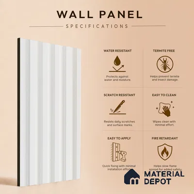 White Plain Colour Louver PN 05286 8 ft x 4.8 inch Charcoal Panel - 12 mm | Suitable for Feature Wall, TV Unit & Living Room | Width is Subjected to 5% Variation