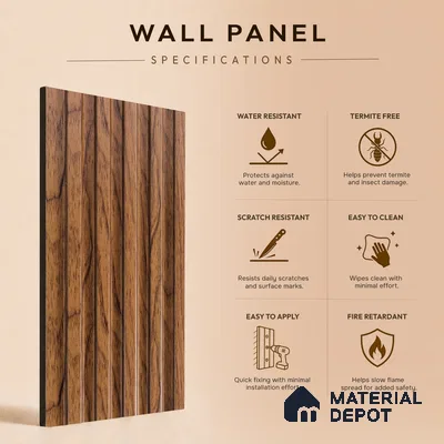 Brown Wooden Louver PN 05288 8 ft x 4.8 inch Charcoal Panel - 12 mm | Suitable for Feature Wall, TV Unit & Living Room | Width is Subjected to 5% Variation