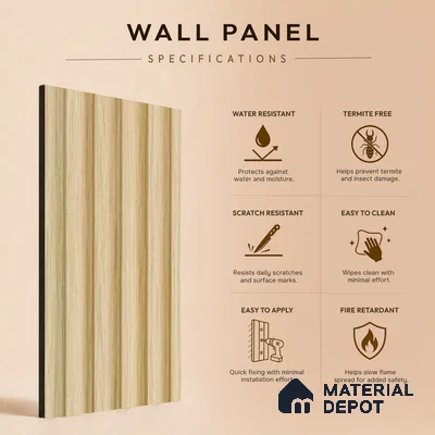 Brown Wooden Louver PN 05291 8 ft x 4.8 inch Charcoal Panel - 12 mm | Suitable for Feature Wall, TV Unit & Living Room | Width is Subjected to 5% Variation