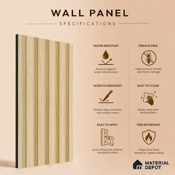 Brown Wooden Louver PN 05291 8 ft x 4.8 inch Charcoal Panel - 12 mm | Suitable for Feature Wall, TV Unit & Living Room | Width is Subjected to 5% Variation