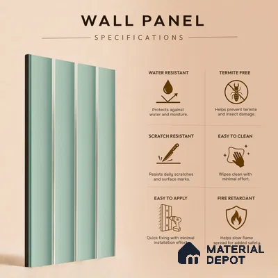 Blue Plain Colour Louver PN 05295 8 ft x 4.9 inch Charcoal Panel - 12 mm | Suitable for Feature Wall, TV Unit & Living Room | Width is Subjected to 5% Variation
