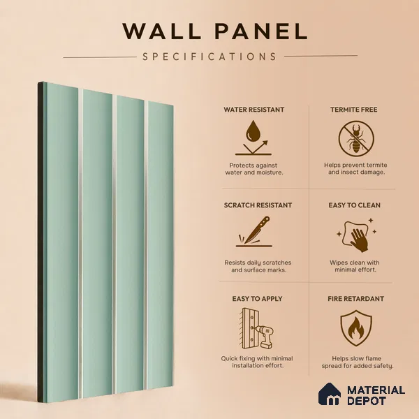 Blue Plain Colour Louver PN 05295 8 ft x 4.9 inch Charcoal Panel - 12 mm | Suitable for Feature Wall, TV Unit & Living Room | Width is Subjected to 5% Variation