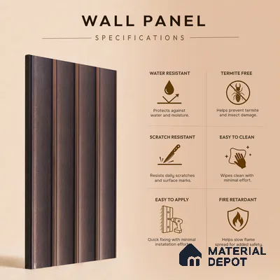 Brown Rustic Louver PN 05297 8 ft x 4.9 inch Charcoal Panel - 12 mm | Suitable for Feature Wall, TV Unit & Living Room | Width is Subjected to 5% Variation
