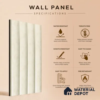 Cream Rustic Louver PN 05299 8 ft x 4.9 inch Charcoal Panel - 12 mm | Suitable for Feature Wall, TV Unit & Living Room | Width is Subjected to 5% Variation