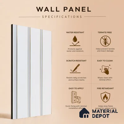 White Plain Colour Louver PN 05310 8 ft x 4.8 inch Charcoal Panel - 12 mm | Suitable for Feature Wall, TV Unit & Living Room | Width is Subjected to 5% Variation