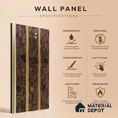 Brown Wooden Louver PN 05311 8 ft x 4.8 inch Charcoal Panel - 12 mm | Suitable for Feature Wall, TV Unit & Living Room | Width is Subjected to 5% Variation