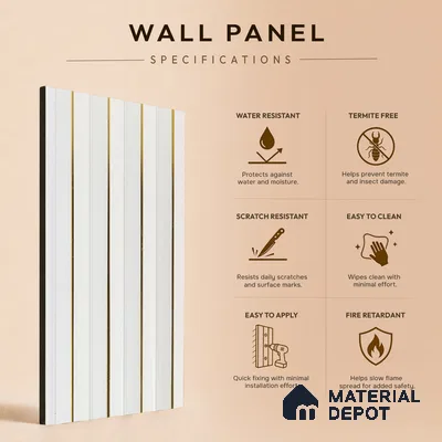 White Plain Colour Louver PN 05312 8 ft x 4.7 inch Charcoal Panel - 12 mm | Suitable for Feature Wall, TV Unit & Living Room | Width is Subjected to 5% Variation