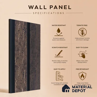 Brown Wooden Louver PN 05320 8 ft x 4.7 inch Charcoal Panel - 12 mm | Suitable for Feature Wall, TV Unit & Living Room | Width is Subjected to 5% Variation