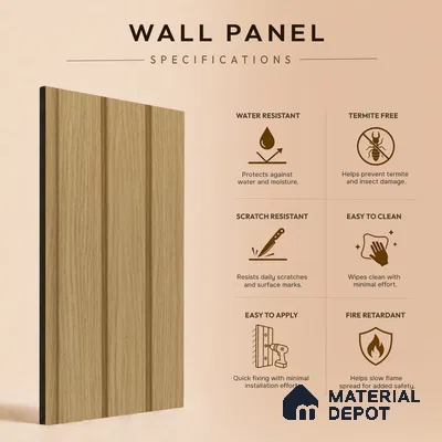 Brown Wooden Louver PN 05476 8 ft x 5 inch Charcoal Panel - 11 mm | Suitable for Feature Wall, TV Unit & Living Room | Width is Subjected to 5% Variation