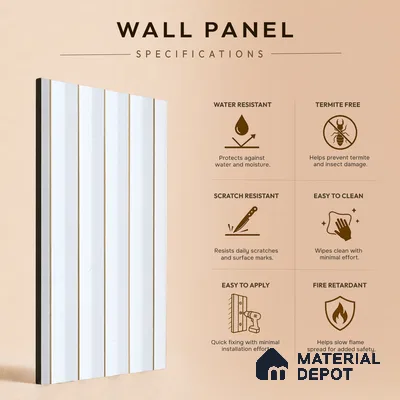 White Plain Colour Louver PN 05490 8 ft x 5 inch Charcoal Panel - 11 mm | Suitable for Feature Wall, TV Unit & Living Room | Width is Subjected to 5% Variation