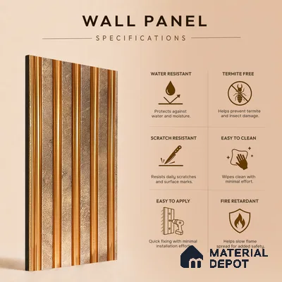 Brown Metallic Louver PN 05493 8 ft x 5 inch Charcoal Panel - 11 mm | Suitable for Feature Wall, TV Unit & Living Room | Width is Subjected to 5% Variation