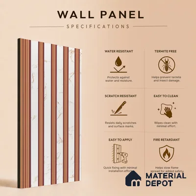 White Marble Louver PN 05494 8 ft x 5 inch Charcoal Panel - 11 mm | Suitable for Feature Wall, TV Unit & Living Room | Width is Subjected to 5% Variation