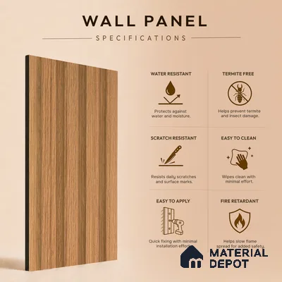 Brown Wooden Louver PN 05495 8 ft x 5 inch Charcoal Panel - 11 mm | Suitable for Feature Wall, TV Unit & Living Room | Width is Subjected to 5% Variation