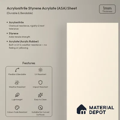 Classic Ivory Solid Colors Look LM 26028 8 ft x 4 ft Matte Finish ASA Laminate - 1 mm