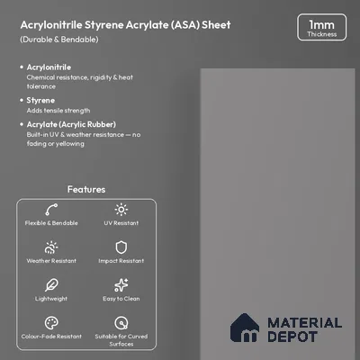 Stone Grey Solid Colors Look LM 26039 8 ft x 4 ft Matte Finish ASA Laminate - 1 mm