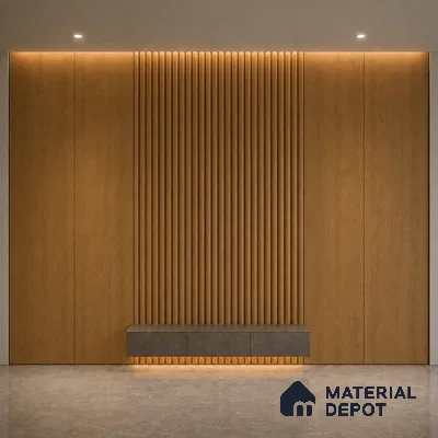 Oak Wood Ocre 10 ft x 0.6 ft (3060x180 mm) Arch Design Interior & Exterior Wall & Ceiling Panel - 17 mm | Suitable for Balcony, Facade & Open Area | Width is Subjected to 5% Variation