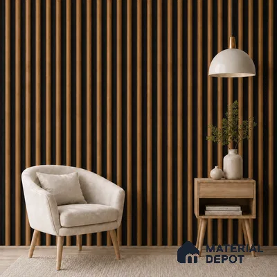 Oak Wood Ocre 10 ft x 0.6 ft (3060x180 mm) Dual Tone Arch Design Interior & Exterior Wall & Ceiling Panel - 17 mm | Suitable for Balcony, Facade & Open Area | Width is Subjected to 5% Variation
