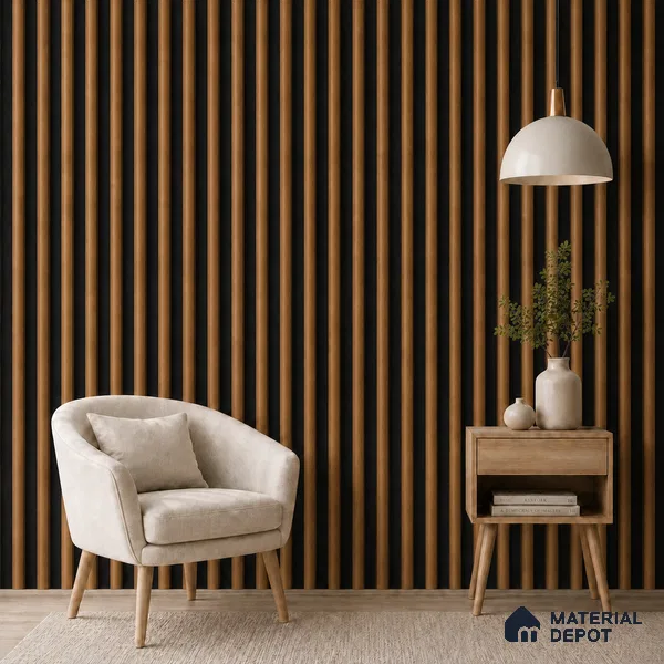 Oak Wood Ocre 10 ft x 0.6 ft (3060x180 mm) Dual Tone Arch Design Interior & Exterior Wall & Ceiling Panel - 17 mm | Suitable for Balcony, Facade & Open Area | Width is Subjected to 5% Variation