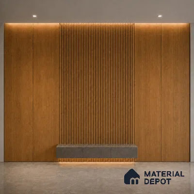 Oak Wood Ocre 10 ft x 0.5 ft (3060x150 mm) Linea Design Interior & Exterior Wall & Ceiling Panel - 15 mm | Suitable for Balcony, Facade & Open Area | Width is Subjected to 5% Variation