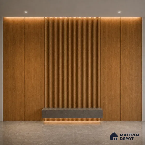 Oak Wood Ocre 10 ft x 0.5 ft (3060x150 mm) Linea Design Interior & Exterior Wall & Ceiling Panel - 15 mm | Suitable for Balcony, Facade & Open Area | Width is Subjected to 5% Variation