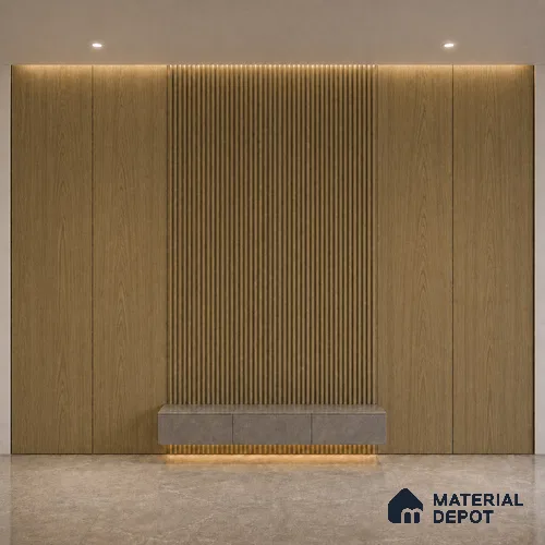Spiced Walnut 10 ft x 0.45 ft (3060x140 mm) Pyramid Design Interior & Exterior Wall & Ceiling Panel - 14 mm | Suitable for Balcony, Facade & Open Area | Width is Subjected to 5% Variation
