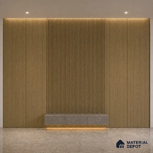 Spiced Walnut 10 ft x 0.45 ft (3060x140 mm) Pyramid Design Interior & Exterior Wall & Ceiling Panel - 14 mm | Suitable for Balcony, Facade & Open Area | Width is Subjected to 5% Variation