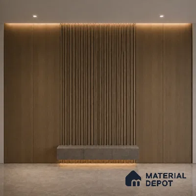 Spiced Walnut 10 ft x 0.6 ft (3060x180 mm) Arch Design Interior & Exterior Wall & Ceiling Panel - 17 mm | Suitable for Balcony, Facade & Open Area | Width is Subjected to 5% Variation