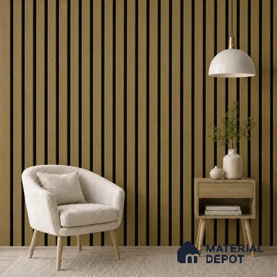 Spiced Walnut 10 ft x 0.5 ft (3060x150 mm) Dual Tone Linea Design Interior & Exterior Wall & Ceiling Panel - 15 mm | Suitable for Balcony, Facade & Open Area | Width is Subjected to 5% Variation