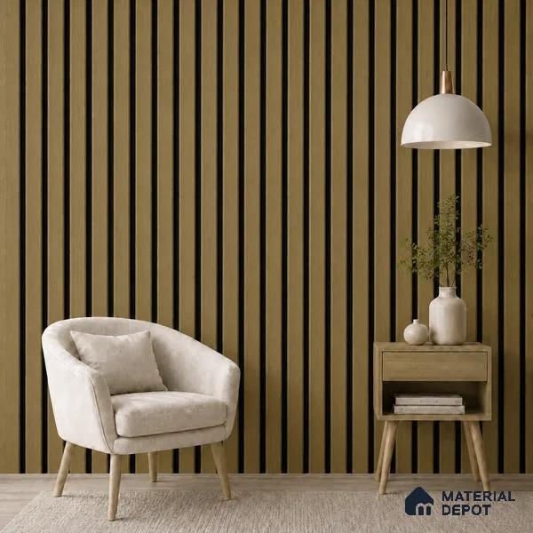 Spiced Walnut 10 ft x 0.5 ft (3060x150 mm) Dual Tone Linea Design Interior & Exterior Wall & Ceiling Panel - 15 mm | Suitable for Balcony, Facade & Open Area | Width is Subjected to 5% Variation