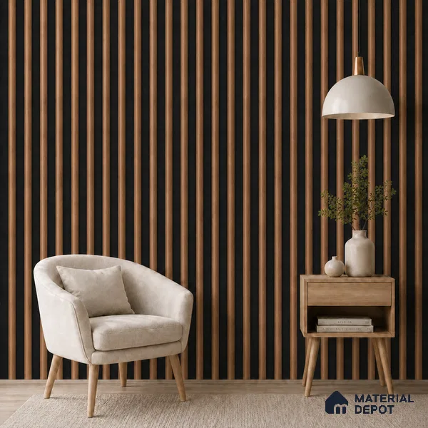 Spiced Walnut 10 ft x 0.6 ft (3060x180 mm) Dual Tone Arch Design Interior & Exterior Wall & Ceiling Panel - 17 mm | Suitable for Balcony, Facade & Open Area | Width is Subjected to 5% Variation
