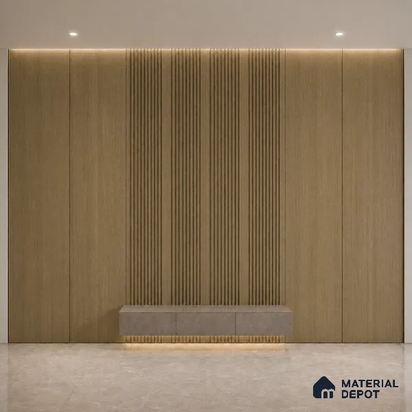 Spiced Walnut 10 ft x 0.68 ft (3060x208 mm) Curve Design Interior & Exterior Wall & Ceiling Panel - 10 mm | Suitable for Balcony, Facade & Open Area | Width is Subjected to 5% Variation