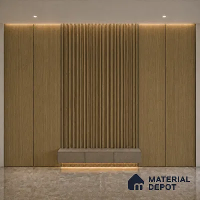 Spiced Walnut 10 ft x 0.5 ft (3060x150 mm) Linea Design Interior & Exterior Wall & Ceiling Panel - 15 mm | Suitable for Balcony, Facade & Open Area | Width is Subjected to 5% Variation