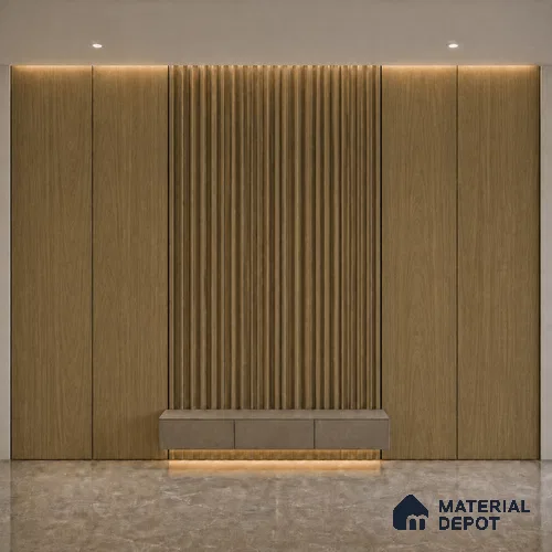 Spiced Walnut 10 ft x 0.5 ft (3060x150 mm) Linea Design Interior & Exterior Wall & Ceiling Panel - 15 mm | Suitable for Balcony, Facade & Open Area | Width is Subjected to 5% Variation