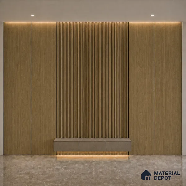 Spiced Walnut 10 ft x 0.5 ft (3060x150 mm) Linea Design Interior & Exterior Wall & Ceiling Panel - 15 mm | Suitable for Balcony, Facade & Open Area | Width is Subjected to 5% Variation