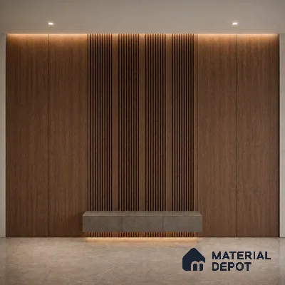 Mahogany 10 ft x 0.68 ft (3060x208 mm) Curve Design Interior & Exterior Wall & Ceiling Panel - 10 mm | Suitable for Balcony, Facade & Open Area | Width is Subjected to 5% Variation