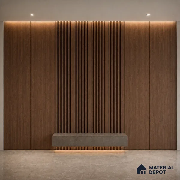 Mahogany 10 ft x 0.68 ft (3060x208 mm) Curve Design Interior & Exterior Wall & Ceiling Panel - 10 mm | Suitable for Balcony, Facade & Open Area | Width is Subjected to 5% Variation
