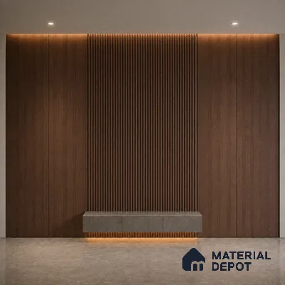 Mahogany 10 ft x 0.5 ft (3060x150 mm) Linea Design Interior & Exterior Wall & Ceiling Panel - 15 mm | Suitable for Balcony, Facade & Open Area | Width is Subjected to 5% Variation