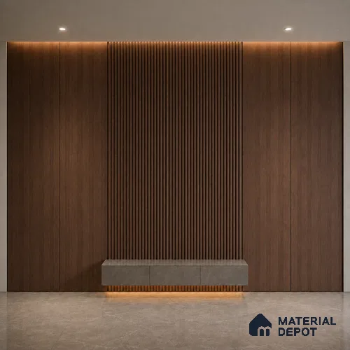 Mahogany 10 ft x 0.5 ft (3060x150 mm) Linea Design Interior & Exterior Wall & Ceiling Panel - 15 mm | Suitable for Balcony, Facade & Open Area | Width is Subjected to 5% Variation