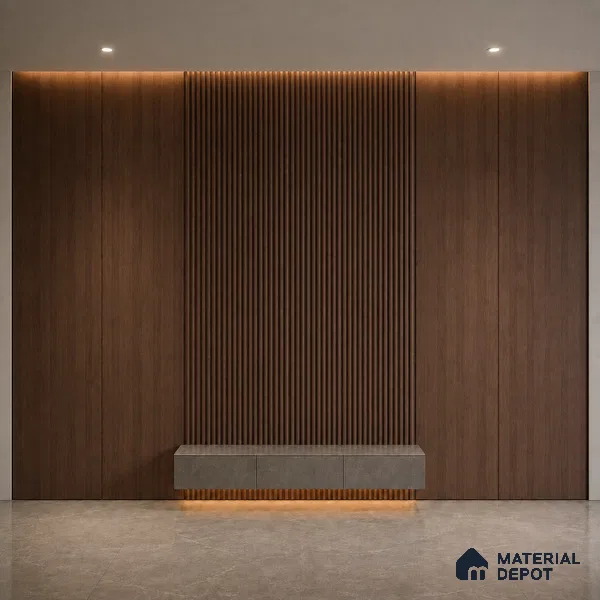 Mahogany 10 ft x 0.5 ft (3060x150 mm) Linea Design Interior & Exterior Wall & Ceiling Panel - 15 mm | Suitable for Balcony, Facade & Open Area | Width is Subjected to 5% Variation