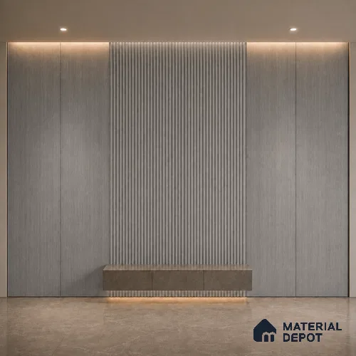Ash Wood Grey 10 ft x 0.45 ft (3060x140 mm) Pyramid Design Interior & Exterior Wall & Ceiling Panel - 14 mm | Suitable for Balcony, Facade & Open Area | Width is Subjected to 5% Variation