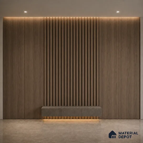 Royal Nut 10 ft x 0.6 ft (3060x180 mm) Arch Design Interior & Exterior Wall & Ceiling Panel - 17 mm | Suitable for Balcony, Facade & Open Area | Width is Subjected to 5% Variation