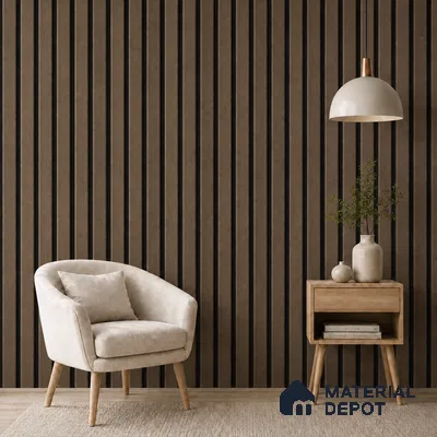 Royal Nut 10 ft x 0.5 ft (3060x150 mm) Dual Tone Linea Design Interior & Exterior Wall & Ceiling Panel - 15 mm | Suitable for Balcony, Facade & Open Area | Width is Subjected to 5% Variation