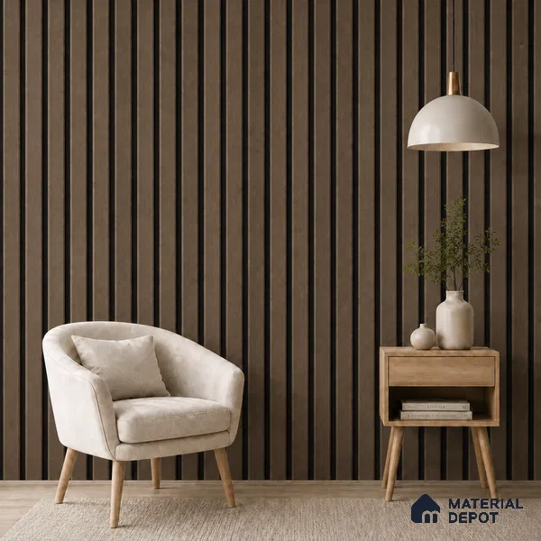 Royal Nut 10 ft x 0.5 ft (3060x150 mm) Dual Tone Linea Design Interior & Exterior Wall & Ceiling Panel - 15 mm | Suitable for Balcony, Facade & Open Area | Width is Subjected to 5% Variation