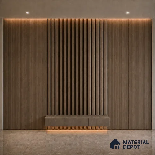 Royal Nut 10 ft x 0.5 ft (3060x150 mm) Linea Design Interior & Exterior Wall & Ceiling Panel - 15 mm | Suitable for Balcony, Facade & Open Area | Width is Subjected to 5% Variation