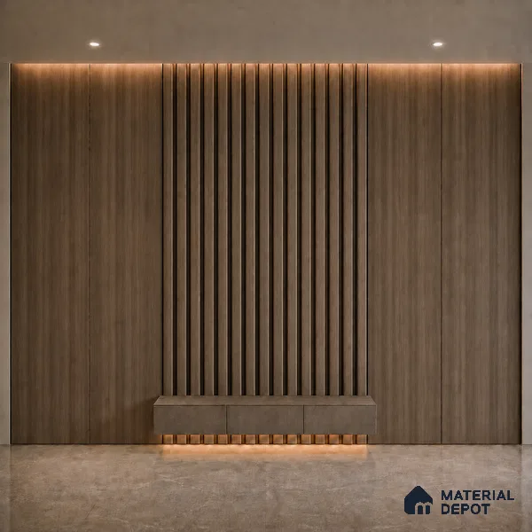 Royal Nut 10 ft x 0.5 ft (3060x150 mm) Linea Design Interior & Exterior Wall & Ceiling Panel - 15 mm | Suitable for Balcony, Facade & Open Area | Width is Subjected to 5% Variation