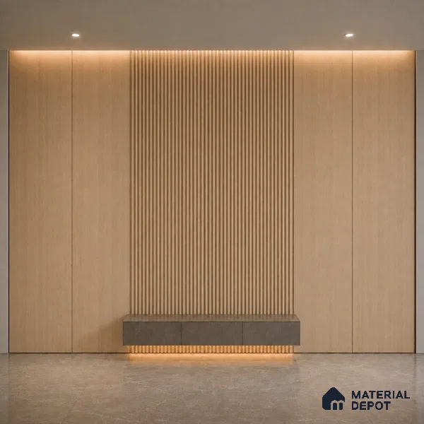 Beech Wood 10 ft x 0.5 ft (3060x150 mm) Linea Design Interior & Exterior Wall & Ceiling Panel - 15 mm | Suitable for Balcony, Facade & Open Area | Width is Subjected to 5% Variation