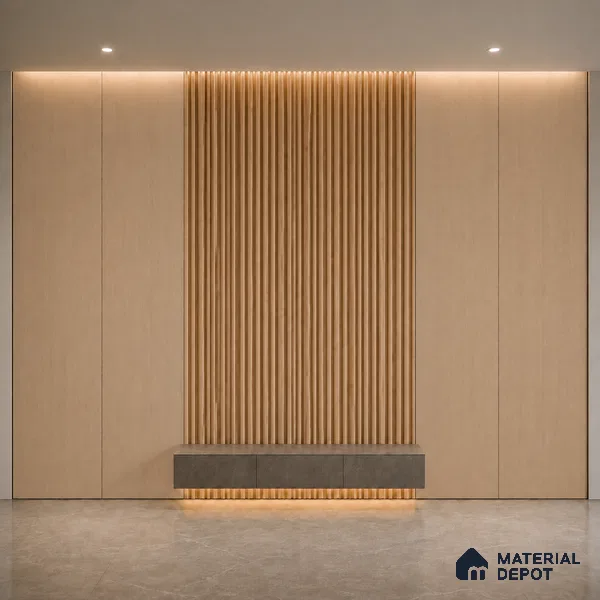 Beech Wood 10 ft x 0.6 ft (3060x180 mm) Arch Design Interior & Exterior Wall & Ceiling Panel - 17 mm | Suitable for Balcony, Facade & Open Area | Width is Subjected to 5% Variation