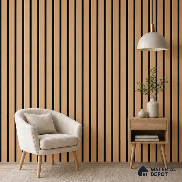 Beech Wood 10 ft x 0.5 ft (3060x150 mm) Dual Tone Linea Design Interior & Exterior Wall & Ceiling Panel - 15 mm | Suitable for Balcony, Facade & Open Area | Width is Subjected to 5% Variation